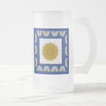 Daisy Kaleidoscope in blue frame mugs