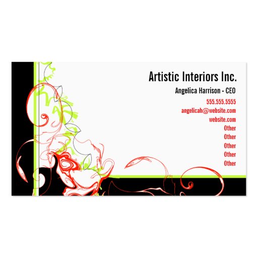 Daisy Mod - Red & Green Business Card Template (front side)