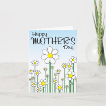 Daisy Mother's Day Card - Cute and simple Mother's Day card sure to bring a smile to her face. Card can have a custom message or can be left blank to hand write those words of love.