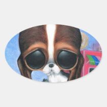 sugar, fueled, michael, banks, pity, puppy, dog, basset, hound, cute, creepy, adorable, snuggly, animal, donut, sprinkles, sweet, shop, sweets, candy, lowbrow, pop, surrealism, Sticker with custom graphic design
