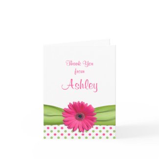 Daisy Polka Dot Daisy Bat Mitzvah Thank You Card card