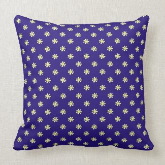 Daisy Polka Dot on a Dark Blue Background Throw Pillow