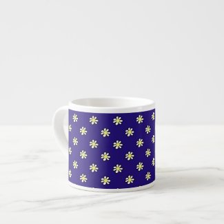 Daisy Polka Dot on a Dark Blue Background Espresso Cups