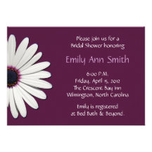 Daisy Purple Bridal Shower Invitations