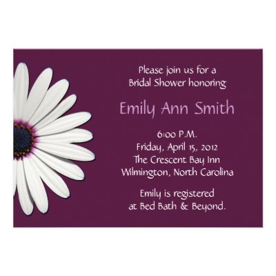 Daisy Purple Bridal Shower Invitations