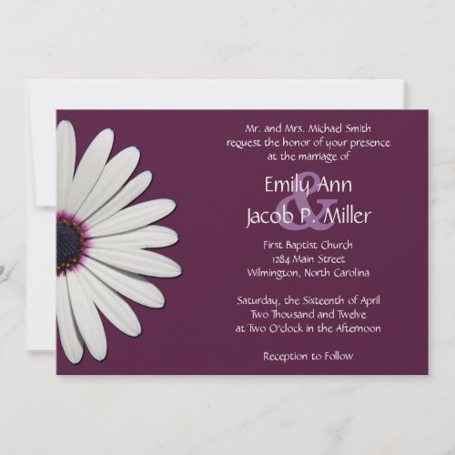 Daisy Purple Wedding Invitations invitation