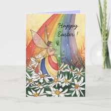 Daisy Rainbow Easter Card - From an original watercolor illustration!