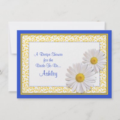  the text on this royal blue and yellow shasta daisy recipe theme bridal 