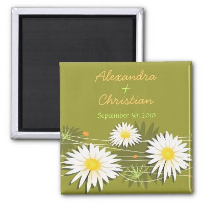 Daisy Save The Date Wedding Announcement 3 Magnets