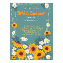 Daisy Sunflower Bridal Shower Party Invitation Post Card