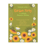 Daisy &amp; Sunflower Garden Birthday Party Invitation Post Cards