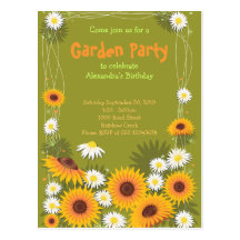 Daisy & Sunflower Garden Birthday Party Invitation Post Cards