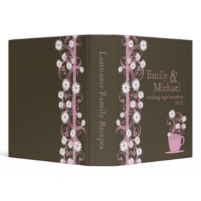 Daisy Tea Party Recipe Collection Brown and Pink Binder