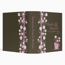 Daisy Tea Party Recipe Collection Brown and Pink Binder