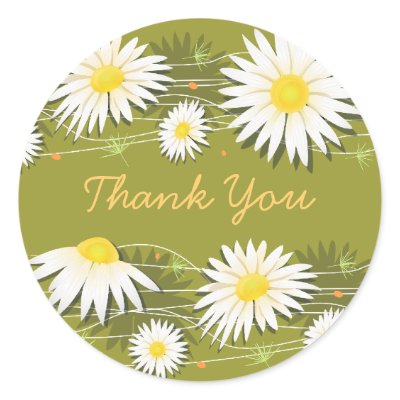 Daisy Thank You Round Sticker