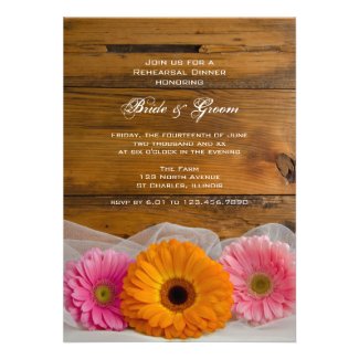 Daisy Trio Country Wedding Rehearsal Dinner Invite