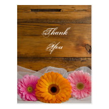 Daisy Trio Country Wedding Thank You Postcard