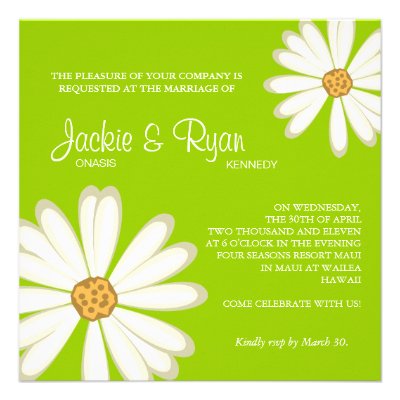 Daisy Wedding Invitation Flower White lime green