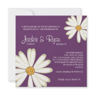 Daisy Wedding Invitation Flower White purple invitation