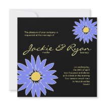 Daisy Wedding Invitation Periwinkle Black