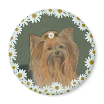 Daisy Yorkie Round Magnet