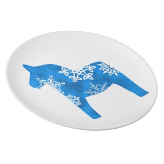 Dala Horse Snowflake Dinner Plate