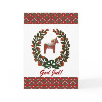"Dala Horse Wreath: God Jul!" cards
