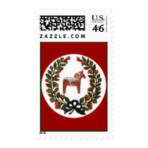 "Dala Horse Wreath" Postage Stamps
