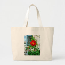 Dalia roja por la ventana bolsas