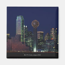 Dallas Skyline at Night Refrigerator Magnet
