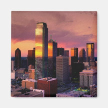 Dallas Skyline at Sunset Fridge Magnet