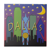 Dallas Skyline nightlife Ceramic Tiles