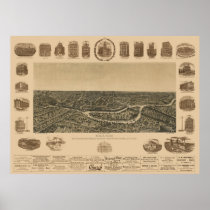 Dallas TX Panoramic Map DIGITALLY REMASTERED Poster
