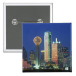 'Dallas, TX skyline at night with Reunion Tower' Pinback Buttons