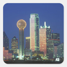 'Dallas, TX skyline at night with Reunion Tower' Stickers