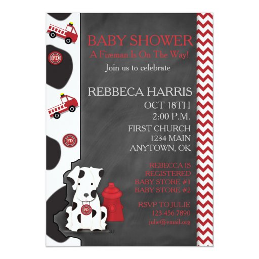 Dalmatian Baby Shower Chevron Chalkboard Invite