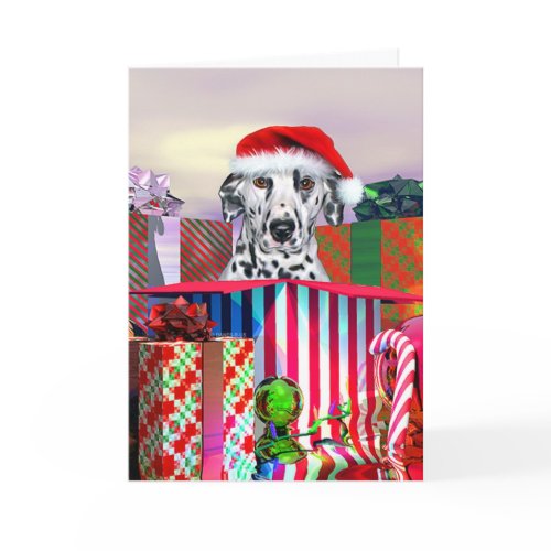 Dalmatian Christmas Surprise card