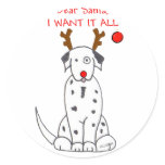Dalmatian Dear Santa stickers