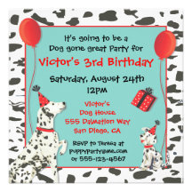 Dalmatian Dog and Puppy Birthday Party Invitations