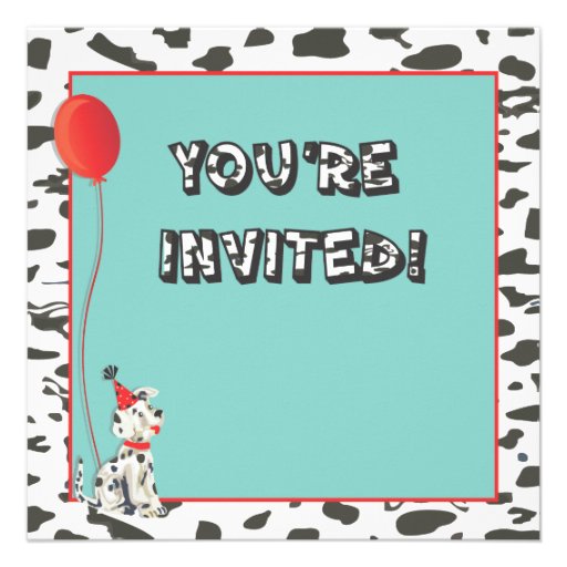 Dalmatian Dog and Puppy Birthday Party Invitations