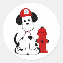 Dalmatian Fire Dog Round Stickers
