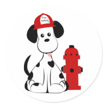 Dalmatian Fire Dog Round Stickers