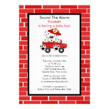 Dalmatian Fire Truck Boy Baby Shower Invitation