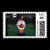 Dalmatian Halloween Clown stamps