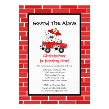 Dalmatian Puppy Fire Truck Birthday Party Custom Announcement