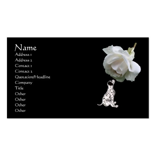 Dalmatian Puppy White Rose Animal Business Card (front side)