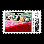 "Dalmatians in Red Car" Postage Stamp stamps