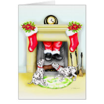 Dalmation Christmas Santa Drops In cards