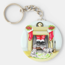 Dalmation Christmas Santa Drops In keychains