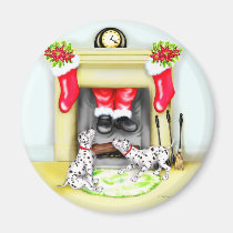 Dalmation Christmas Santa Drops In magnets